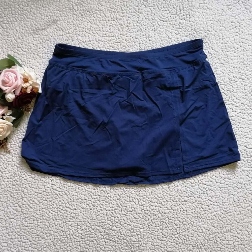 Bleu Rod Beattie Women’s High Waist Skirt Swim Bottom In Navy, Size12